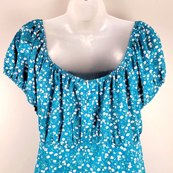 NWT Shein Size 1X Floral Puff Sleeve Dress - Picture 6 of 8